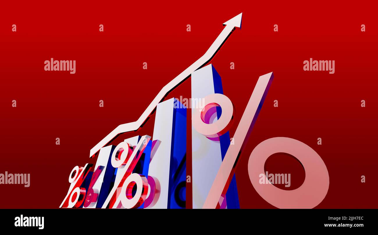 3D barres et graphique en verre brillant ou en plastique représentant l'inflation. Banque D'Images