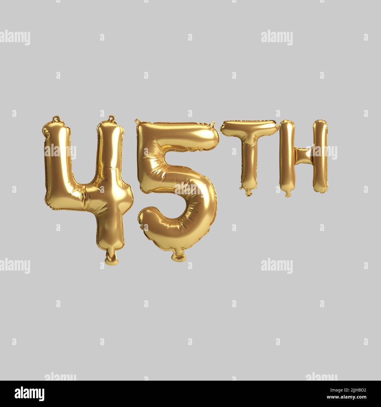 3d illustration de 45th ballons en or isolés en arrière-plan Banque D'Images