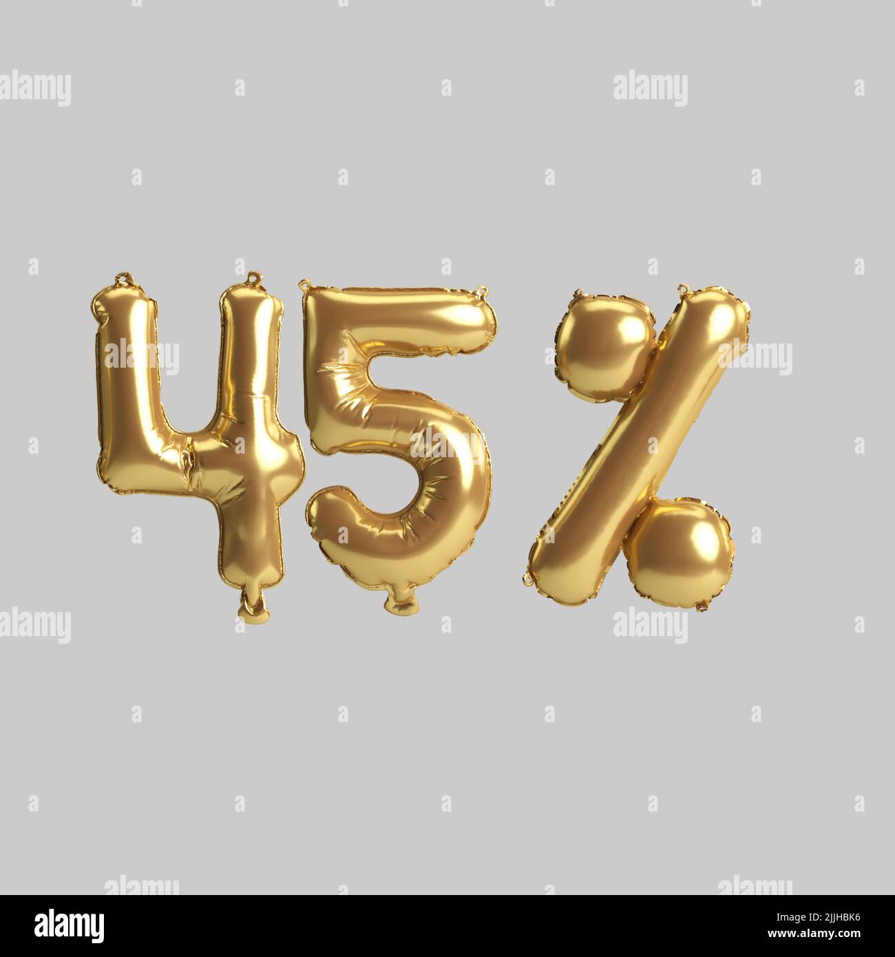 3d illustration de ballons d'or à 45 % isolés sur fond blanc Banque D'Images