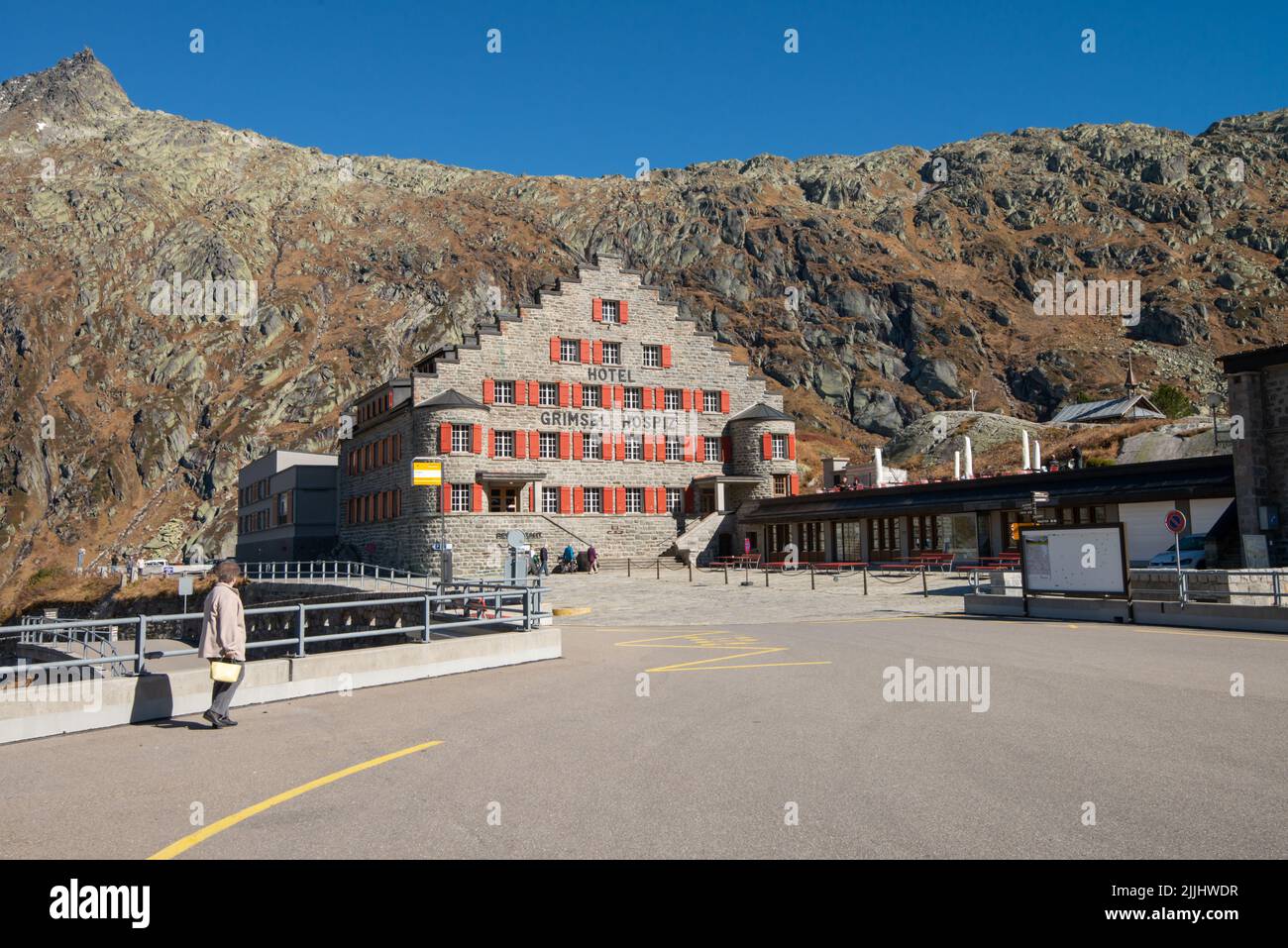 L'historique Alpine Hotel Grimsel Hospiz près de Guttanen en Valais en Suisse Banque D'Images