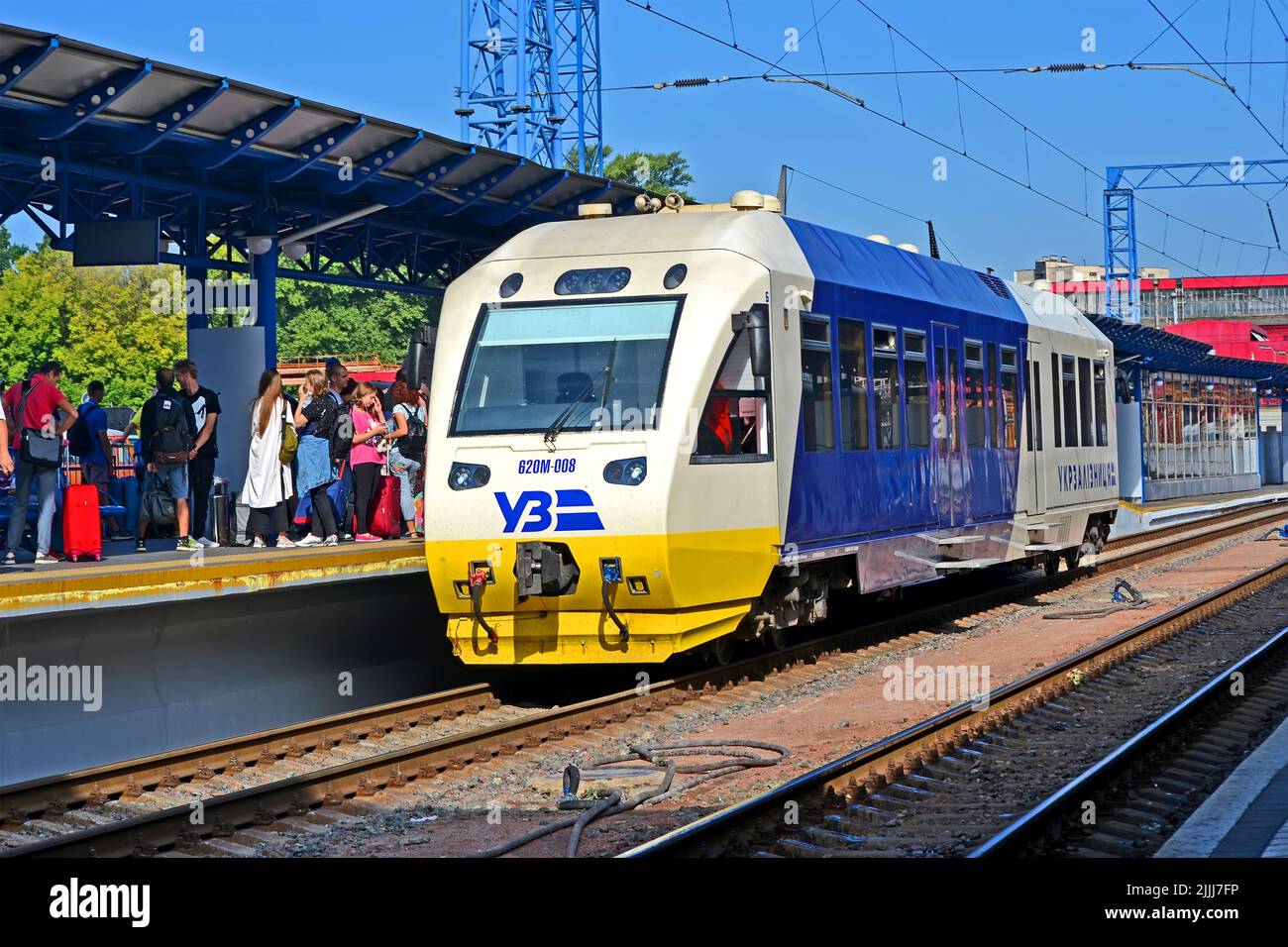 Kiev Boryspil Express - Pesa 620Ì navette aéroport sur 26 août 2019 à Kiev, Ukraine. Liaison ferroviaire entre l'aéroport international de Boryspil. Banque D'Images