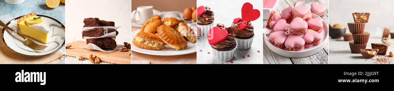 Ensemble de desserts savoureux sur table Banque D'Images