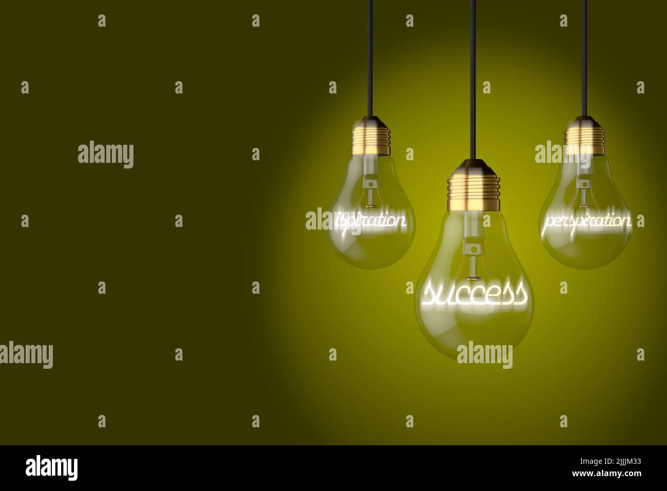 vieux style ampoules ampoules ampoules illustrant l'inspiration transpiration succès concept sur un fond jaune lime coloré Banque D'Images