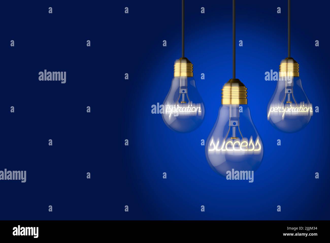 vieux style ampoules ampoules ampoules illustrant l'inspiration transpiration succès concept sur un fond bleu coloré Banque D'Images
