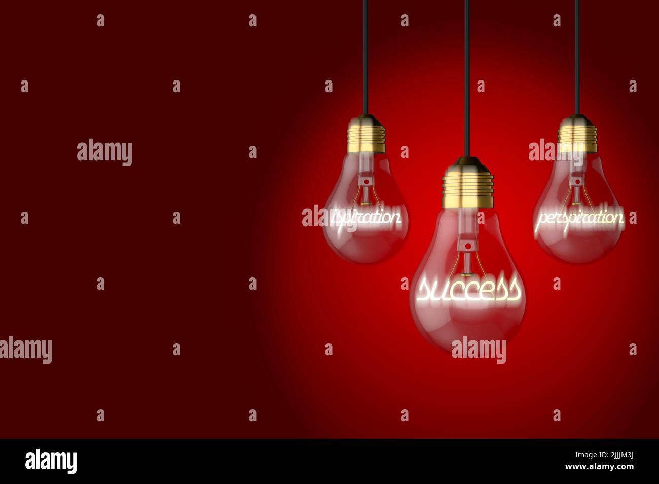 vieux style ampoules ampoules ampoules illustrant l'inspiration transpiration succès concept sur un fond rouge coloré Banque D'Images