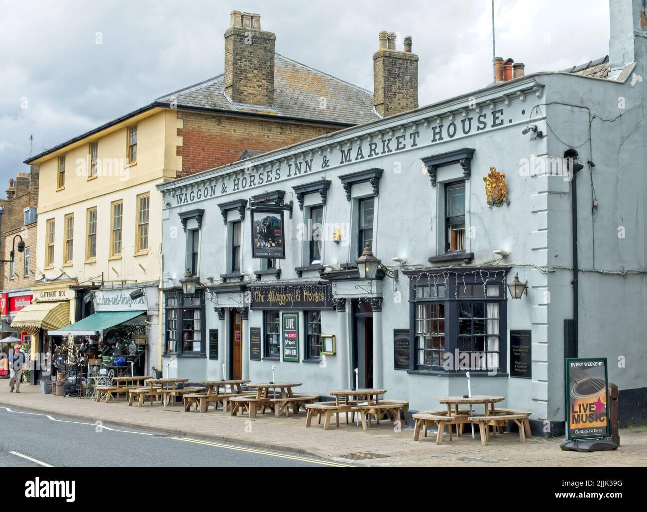 Wagon et chevaux Inn & Market House Newmarket Banque D'Images