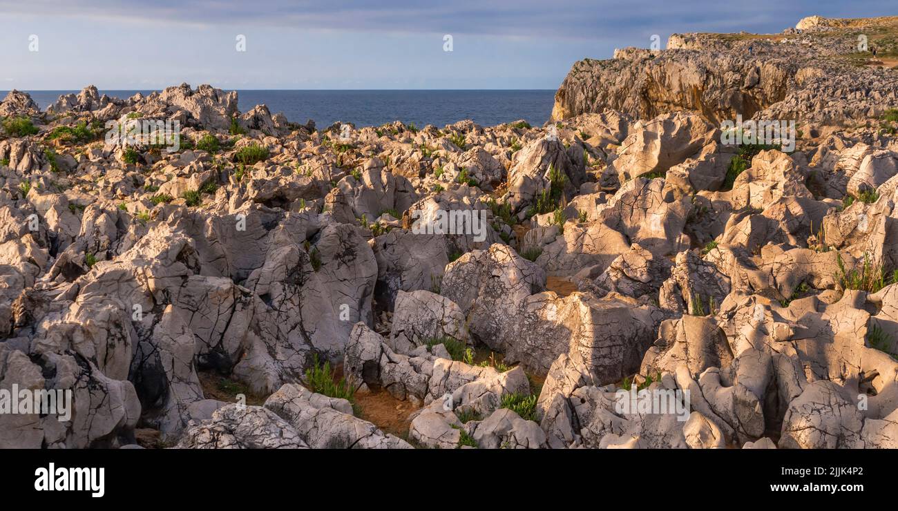 Côte des Rocheuses, Pría Cliffs, Karst formation, Bufones de Pría, Protrected Landscape of the Oriental Coast of Asturias, Llanes de Pría, Asturies, Espagne, E Banque D'Images