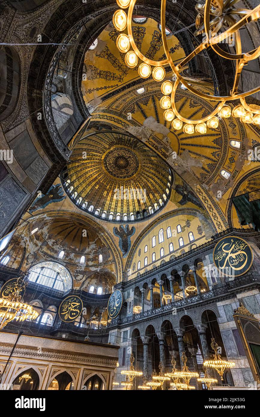 mosquée sainte-sophie à istanbul. vue intérieure. Turquie. Banque D'Images