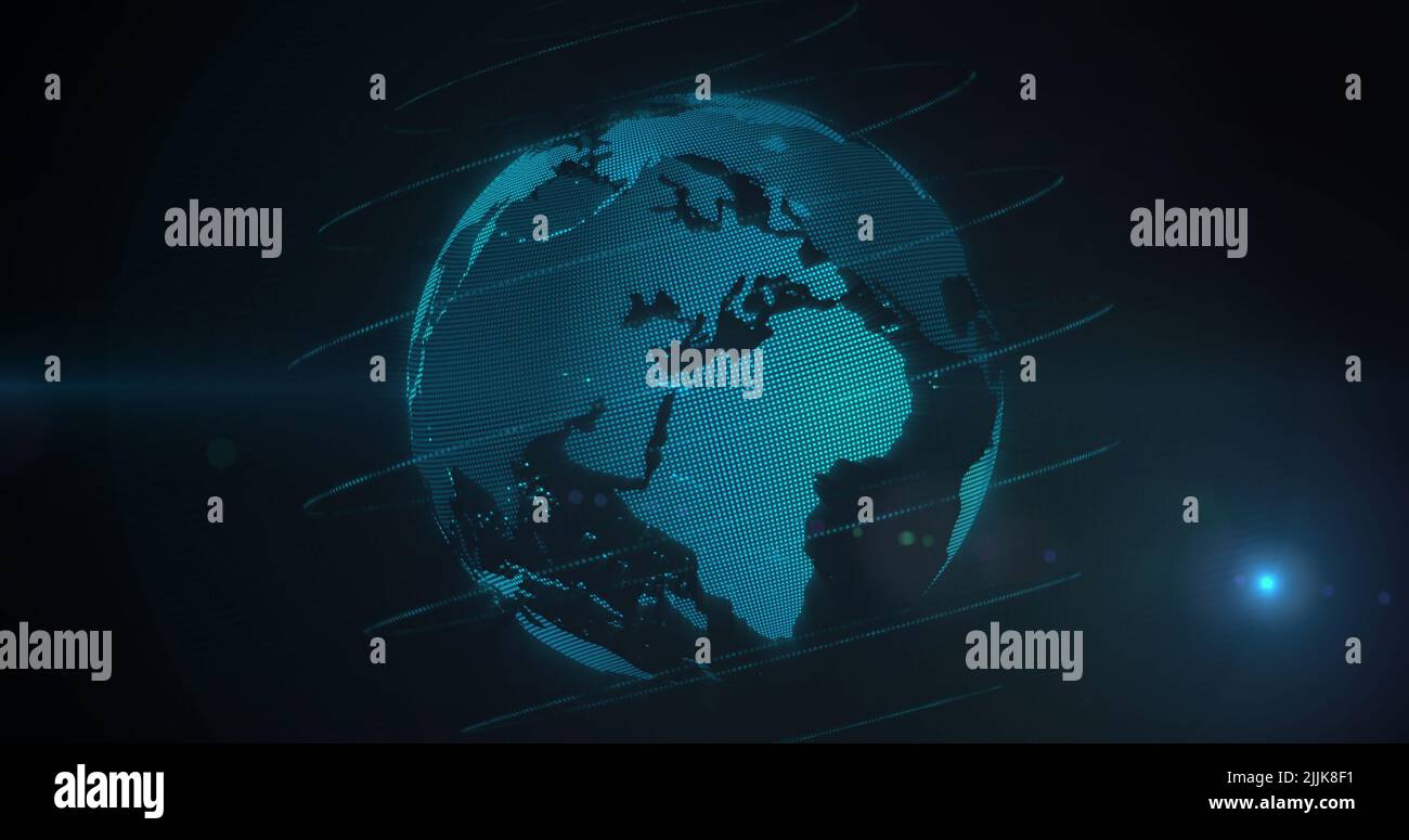 Image du réseau de connexions sur le globe sur fond noir Banque D'Images