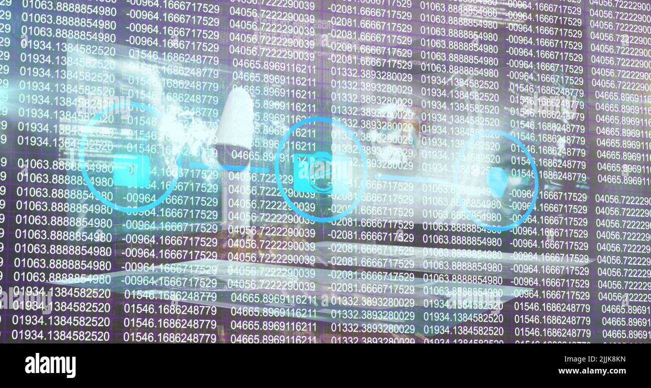 Illustration des icônes techniques sur les caméras de sécurité et les numéros Banque D'Images