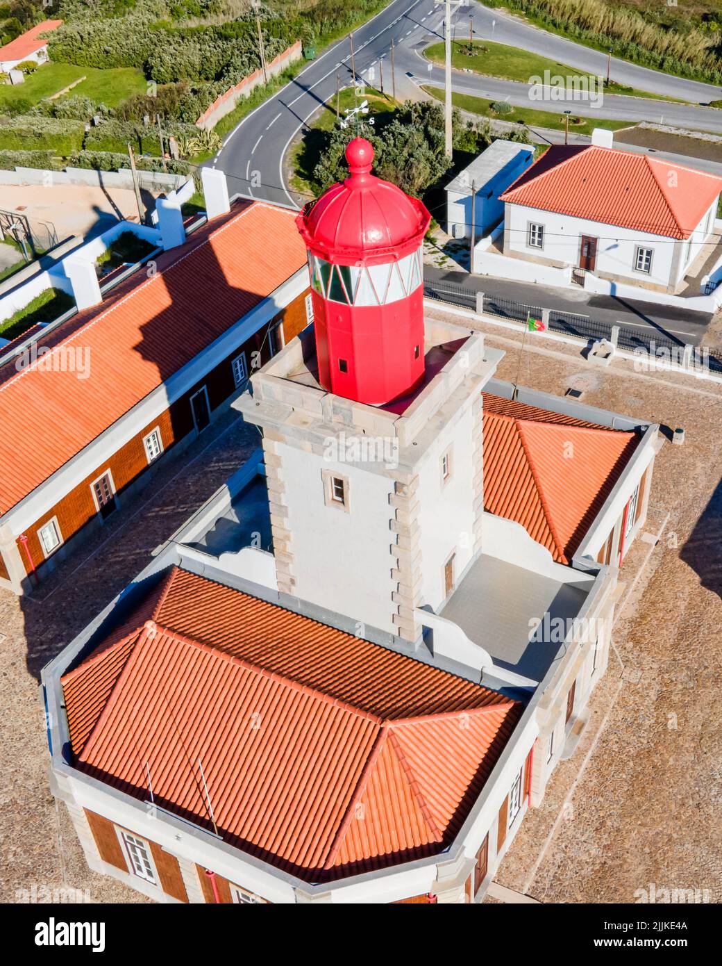 Vue aérienne du phare de Cabo da Roca, une côte naturelle avec Banque D'Images