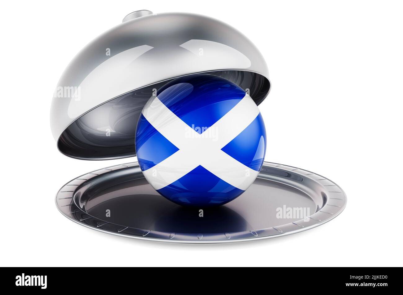 Restaurant cloche avec drapeau écossais. 3D rendu isolé sur fond blanc Banque D'Images