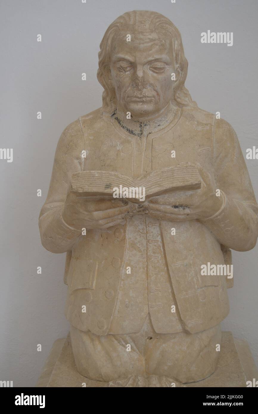 Sculpture de la famille Galvez dans le panthéon familier à Macharaviaya, Espagne Banque D'Images