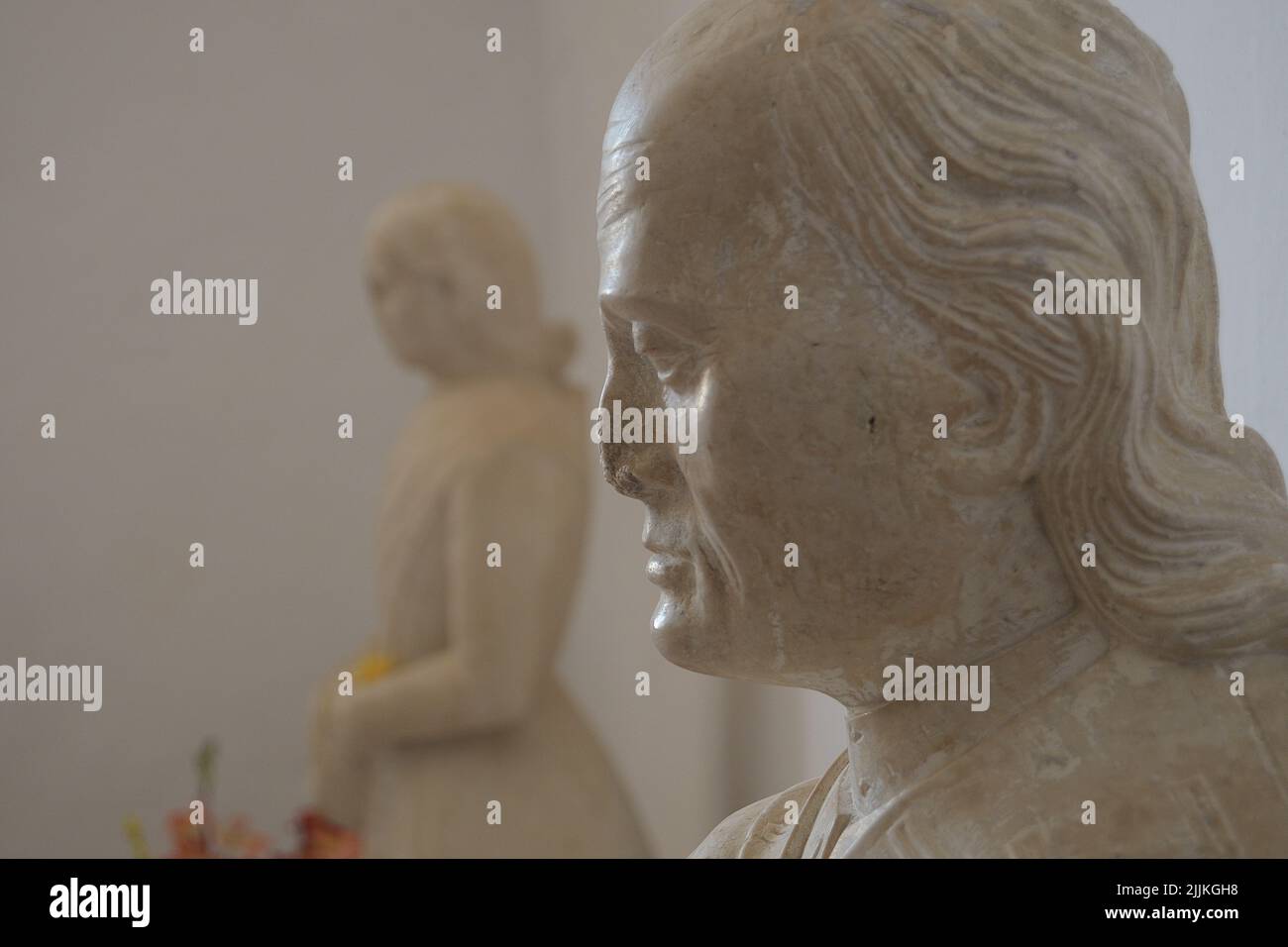 Sculpture de la famille Galvez dans le panthéon de l'église de Macharaviaya, Espagne Banque D'Images