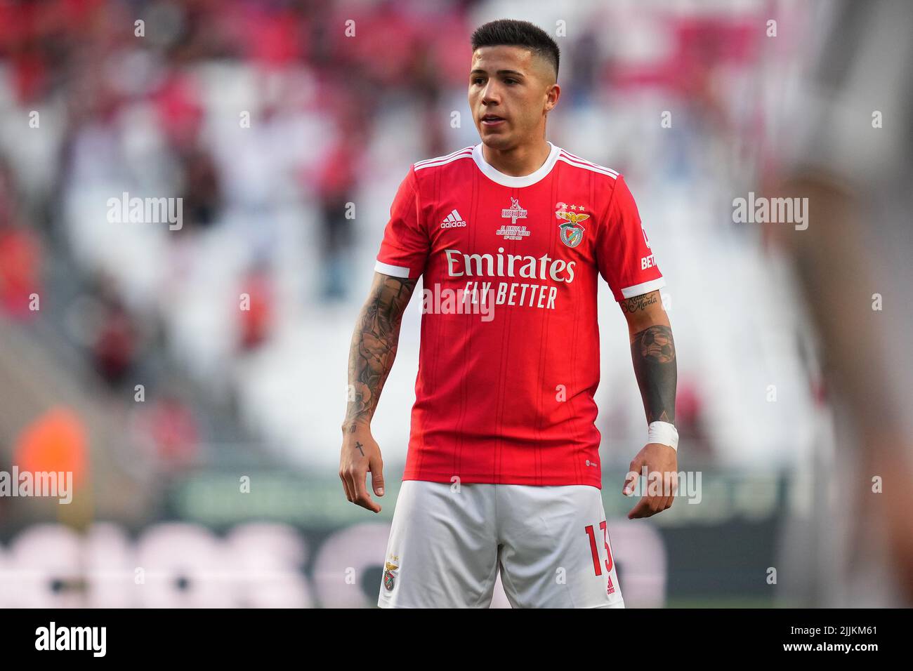 Lisbonne, Portugal. 25 juillet 2022, Enzo Fernandez de Benfica lors du match de la coupe Eusebio d'avant-saison entre SL Benfica et Newcastle United FC joué à Estadio da Luz sur 25 juillet 2022 à Lisbonne, Portugal. (Photo de Bagu Blanco / PRESSINPHOTO) Banque D'Images