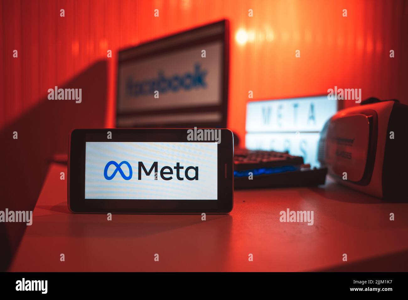 Meta logo, Facebook rebranding à nouveau nom et logo Banque D'Images