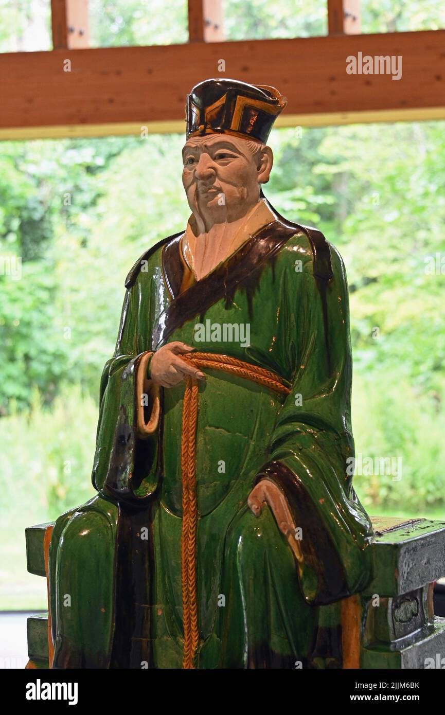 Grès. Figure de Tudi Gong, Dieu de la Terre. 1368-1644. Dynastie Ming. Fabriqué en Chine. Banque D'Images