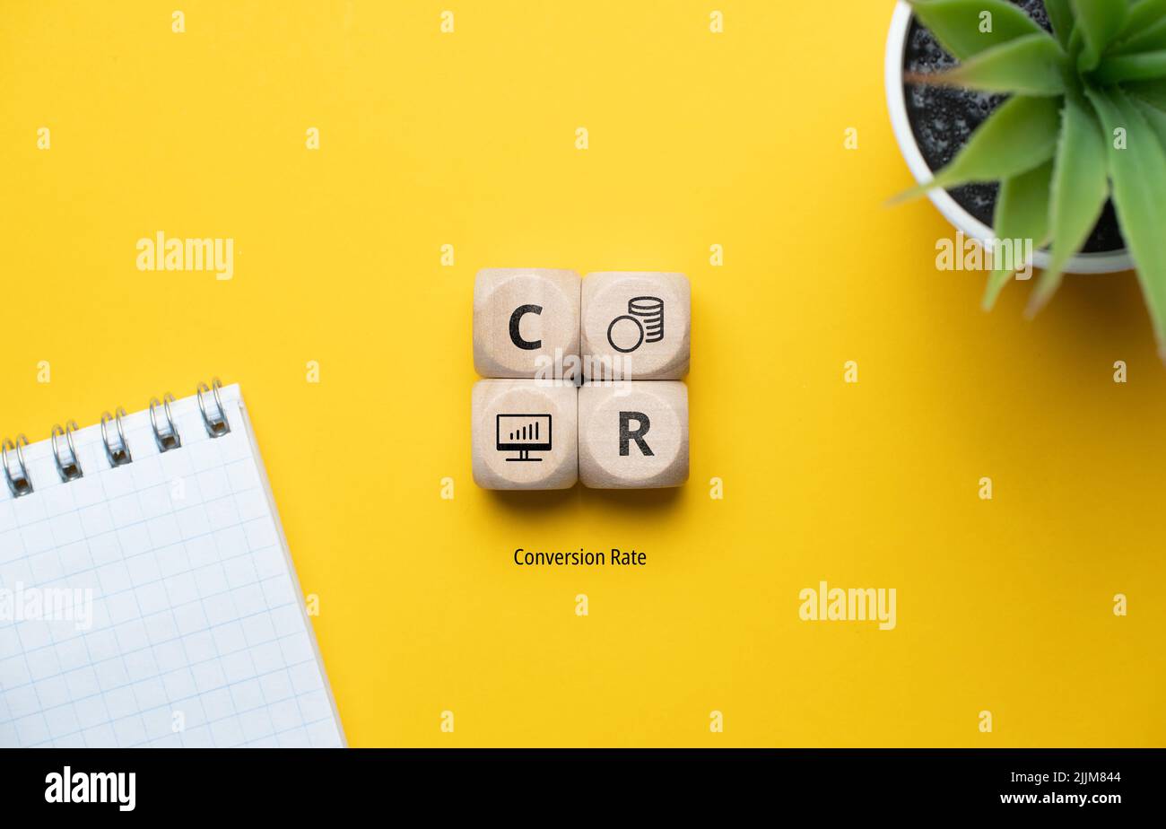Concept de marketing d'entreprise acronyme CR ou taux de conversion. Banque D'Images