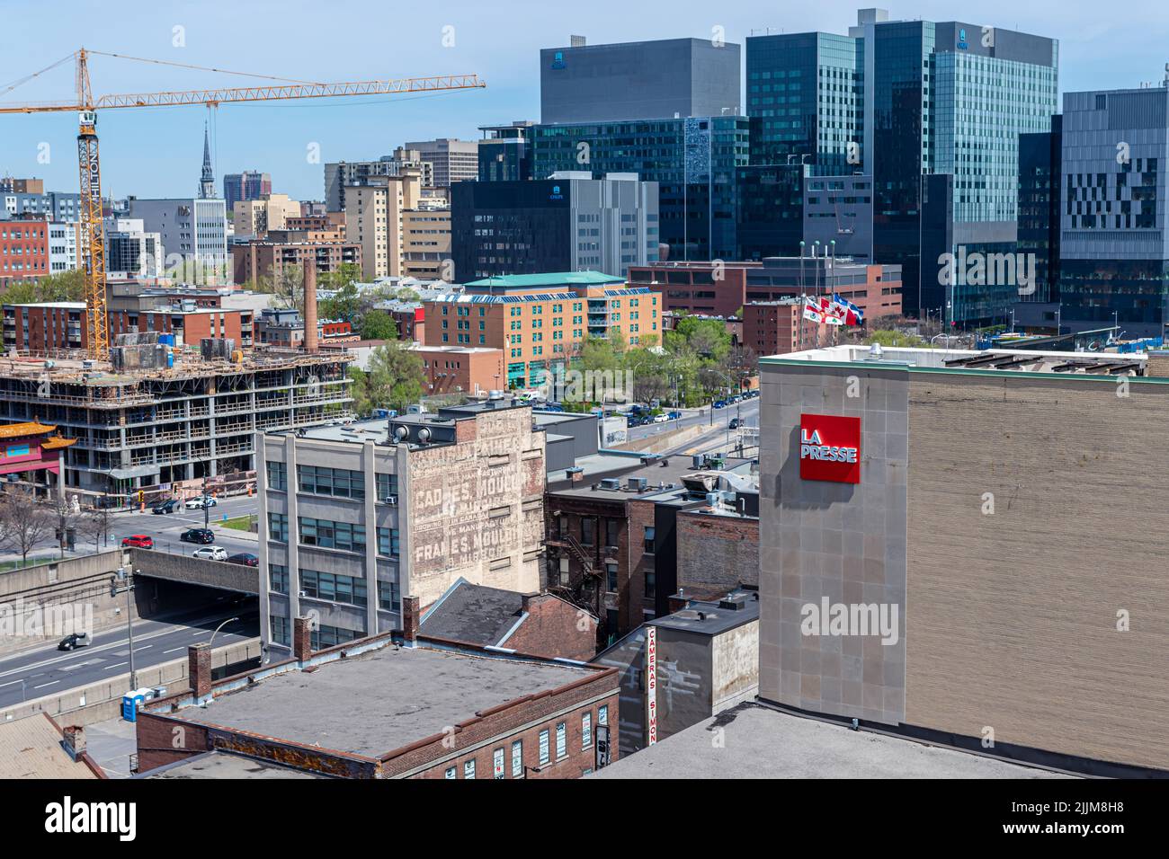 Vue sur un paysage urbain du centre-ville de Montréal depuis l'édifice la presse, Canada Banque D'Images