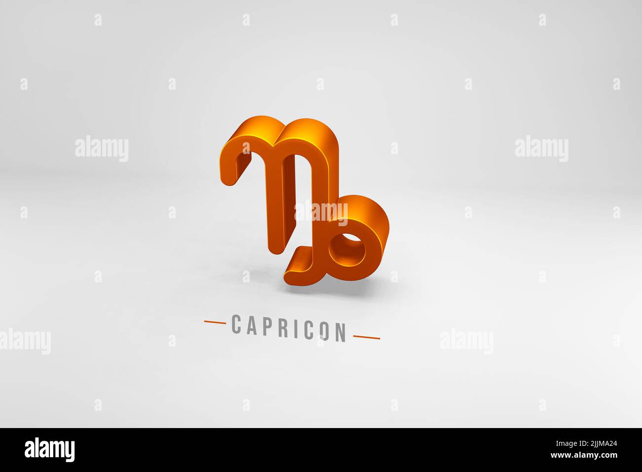 Capricorne signe du zodiaque doré, signe du zodiaque doré Capricorne 3D rendu isolé sur fond blanc Banque D'Images