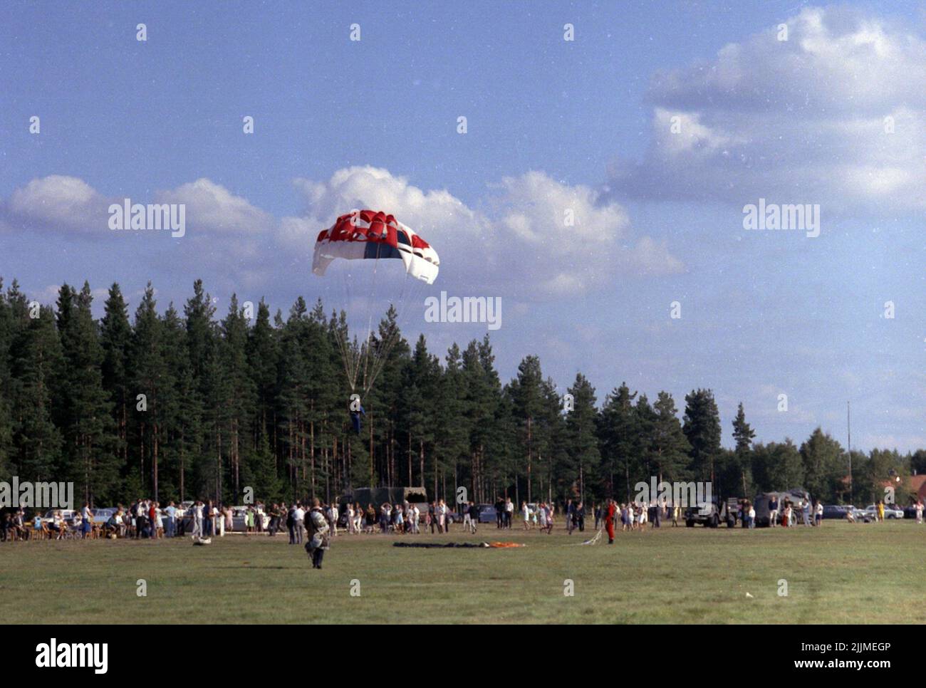 L'école des parachutistes à Karlsborg 1966.fjsdag.fluebbyn au nord de Karlsborg. Banque D'Images