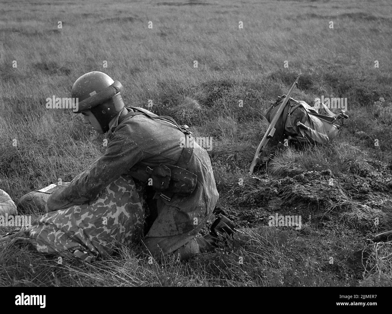 L'école des parachutistes à Karlsborg 1952. Service après parachutisme. Banque D'Images