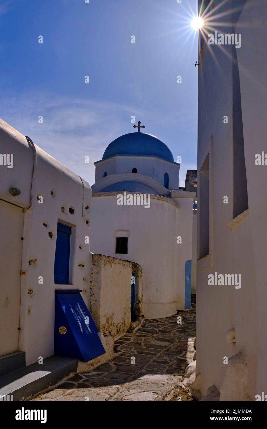 Grèce, Cyclades, Iles grecques, Mer Egéé, Paros, Lefkes, village traditionnel Banque D'Images
