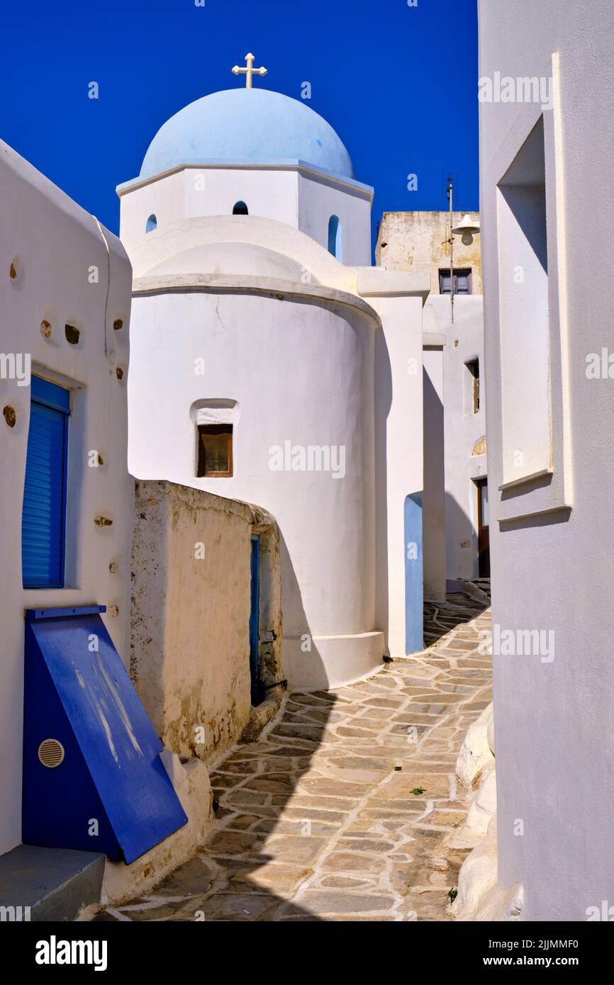 Grèce, Cyclades, Iles grecques, Mer Egéé, Paros, Lefkes, village traditionnel Banque D'Images