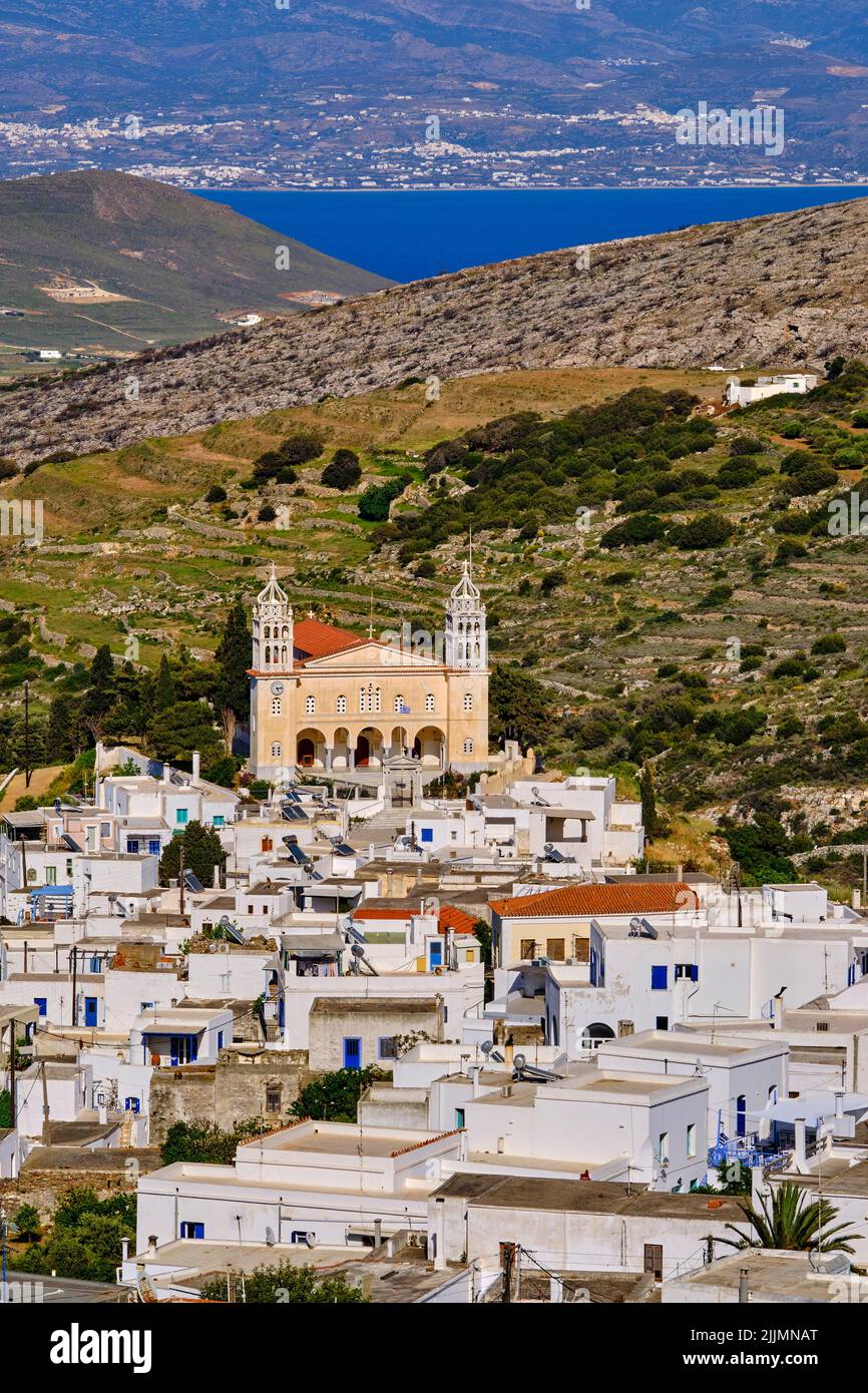 Grèce, Cyclades, Iles grecques, Mer Egéé, Paros, Lefkes, village traditionnel Banque D'Images