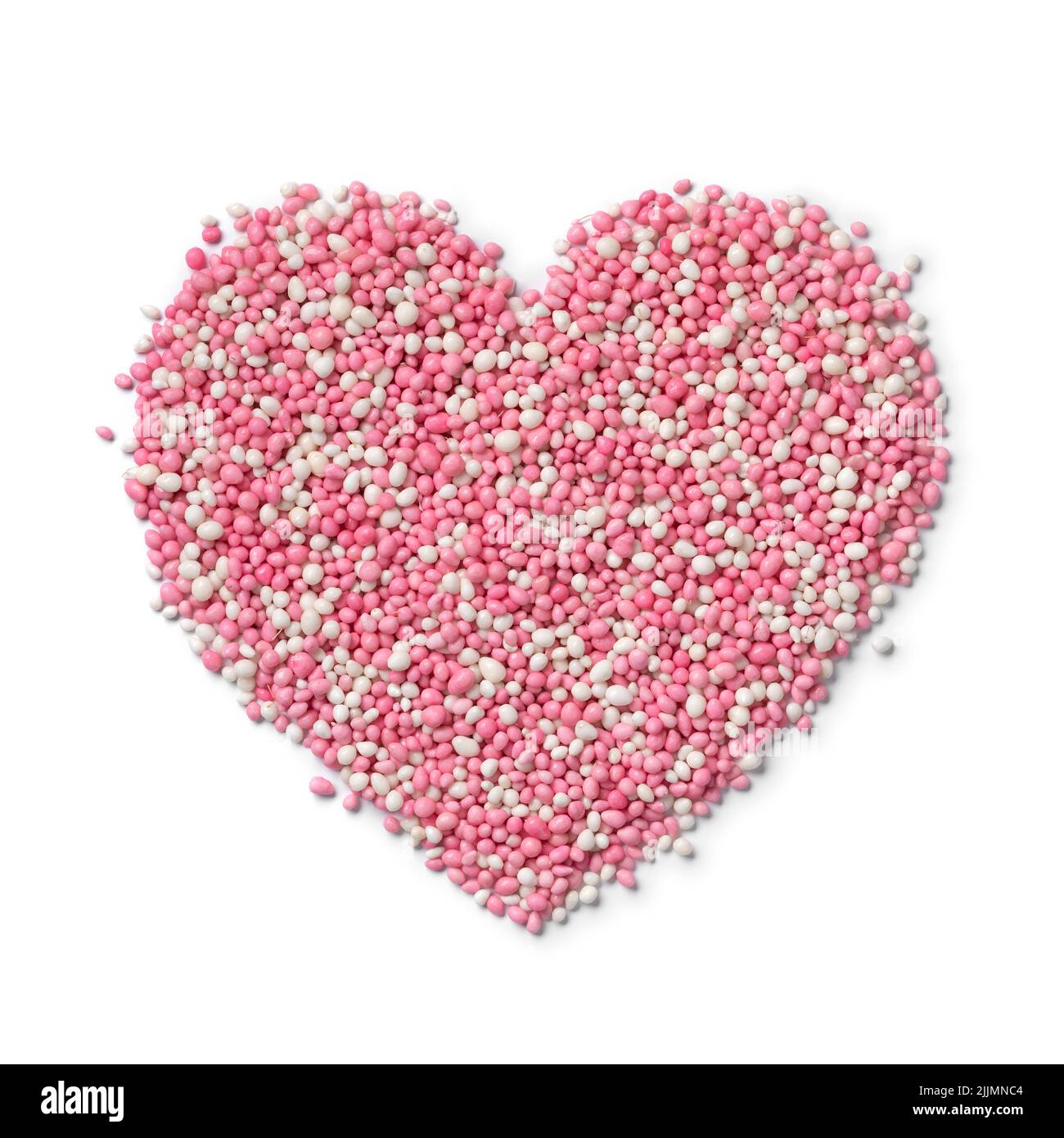 Arrosettes traditionnelles roses anis hollandaises pour célébrer la naissance d'une fille en forme de coeur isolée sur fond blanc Banque D'Images