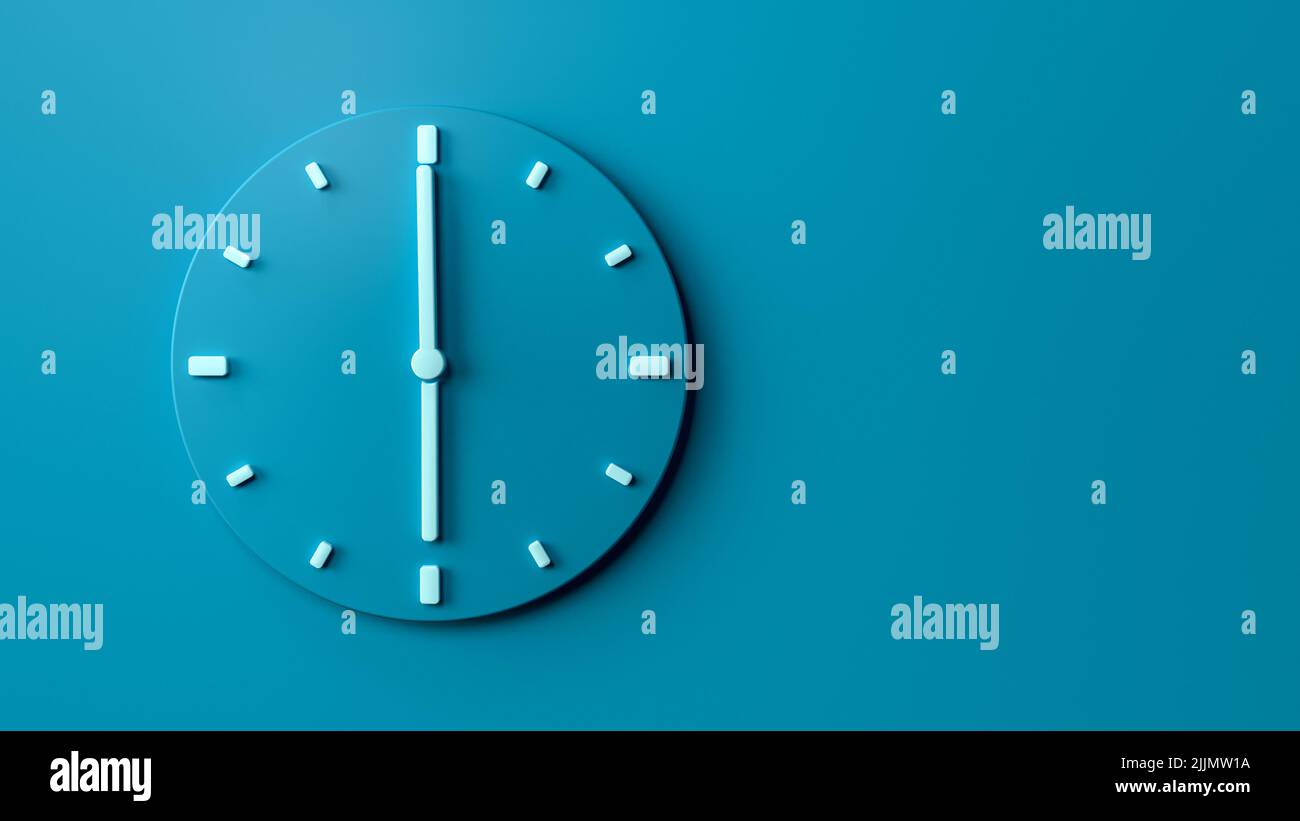 Une horloge 6'o de 3D heures avec des mains argentées isolées sur un fond bleu Banque D'Images