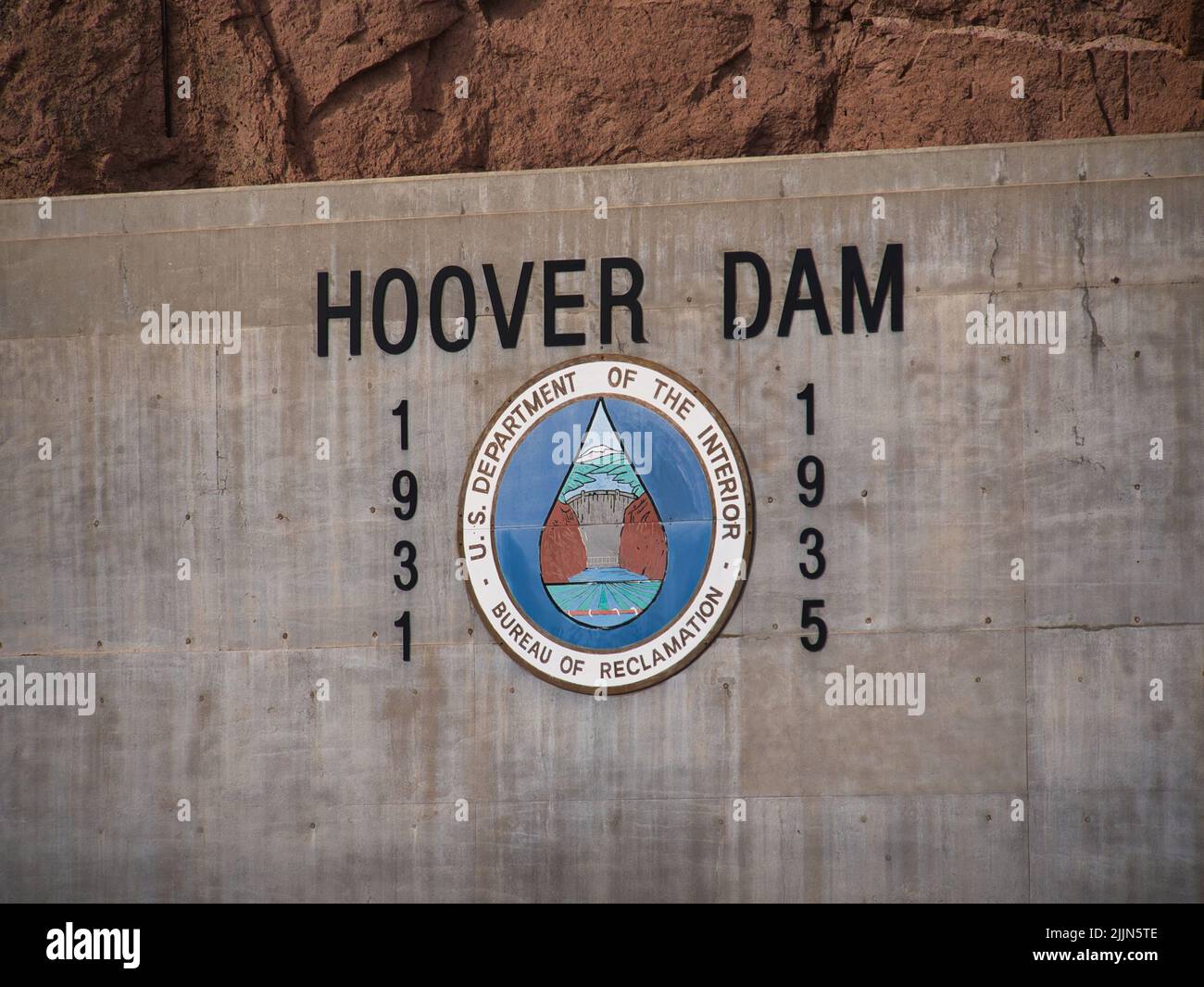 Un panneau du barrage Hoover peint sur un mur situé dans le Nevada. Banque D'Images