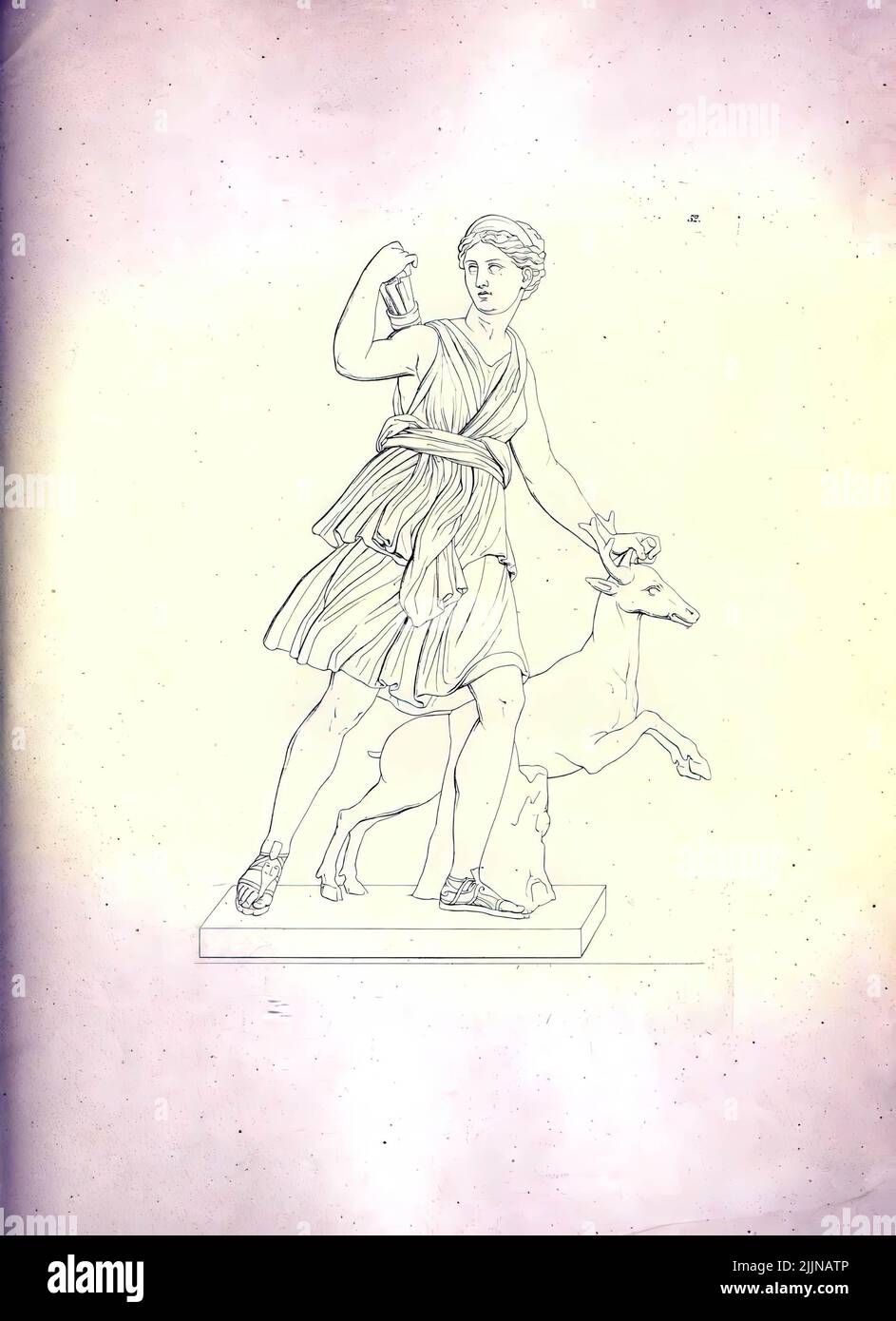Une photo de the19th siècle illustration ancienne de l'Artemis la déesse des animaux sauvages et de la chasse Banque D'Images