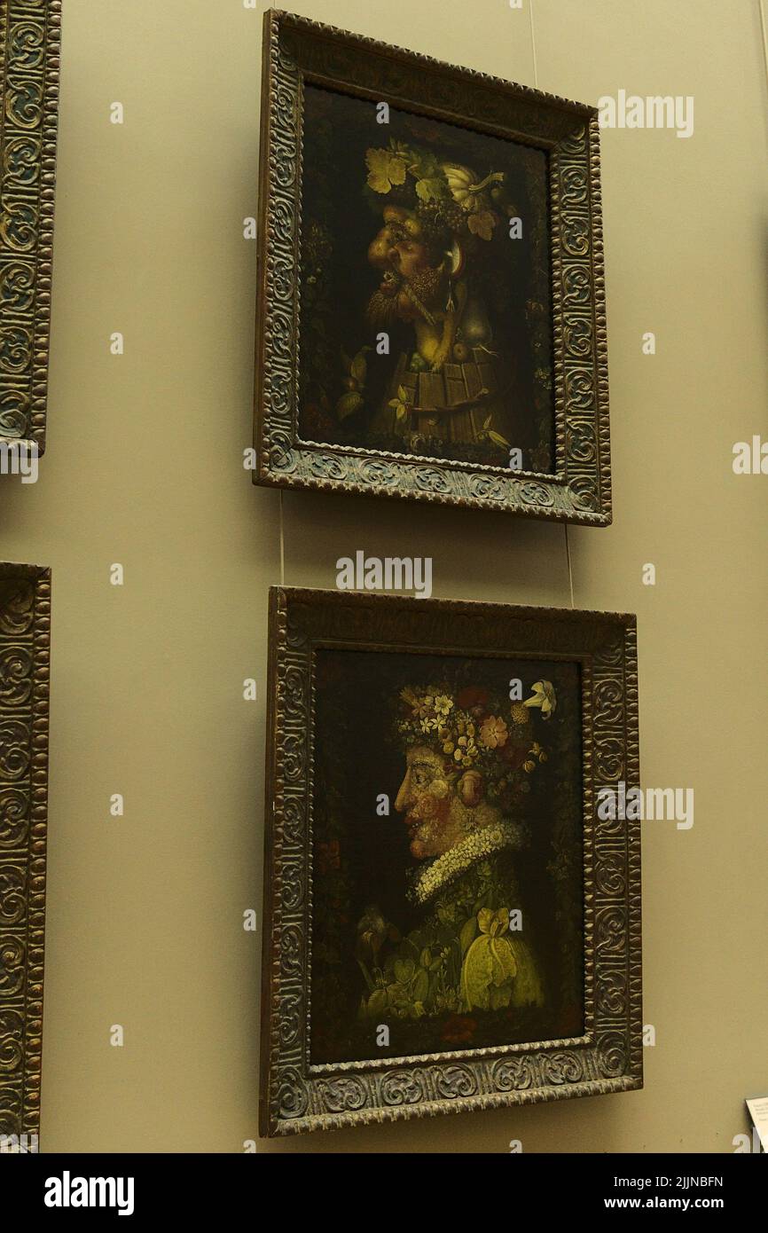 Les quatre saisons peinture par Giuseppe Arcimboldo au Musée du Louvre, Paris, France Banque D'Images