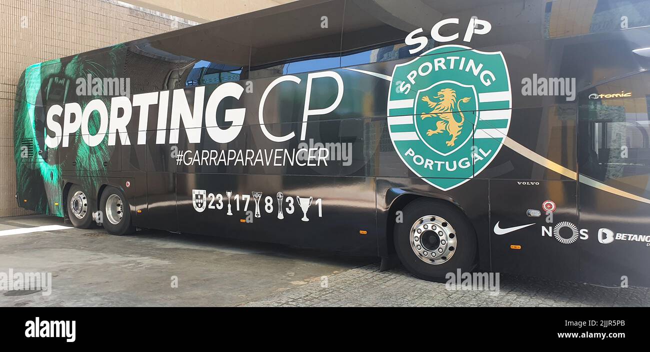 Le nouveau bus de Sporting Club Portugal Banque D'Images