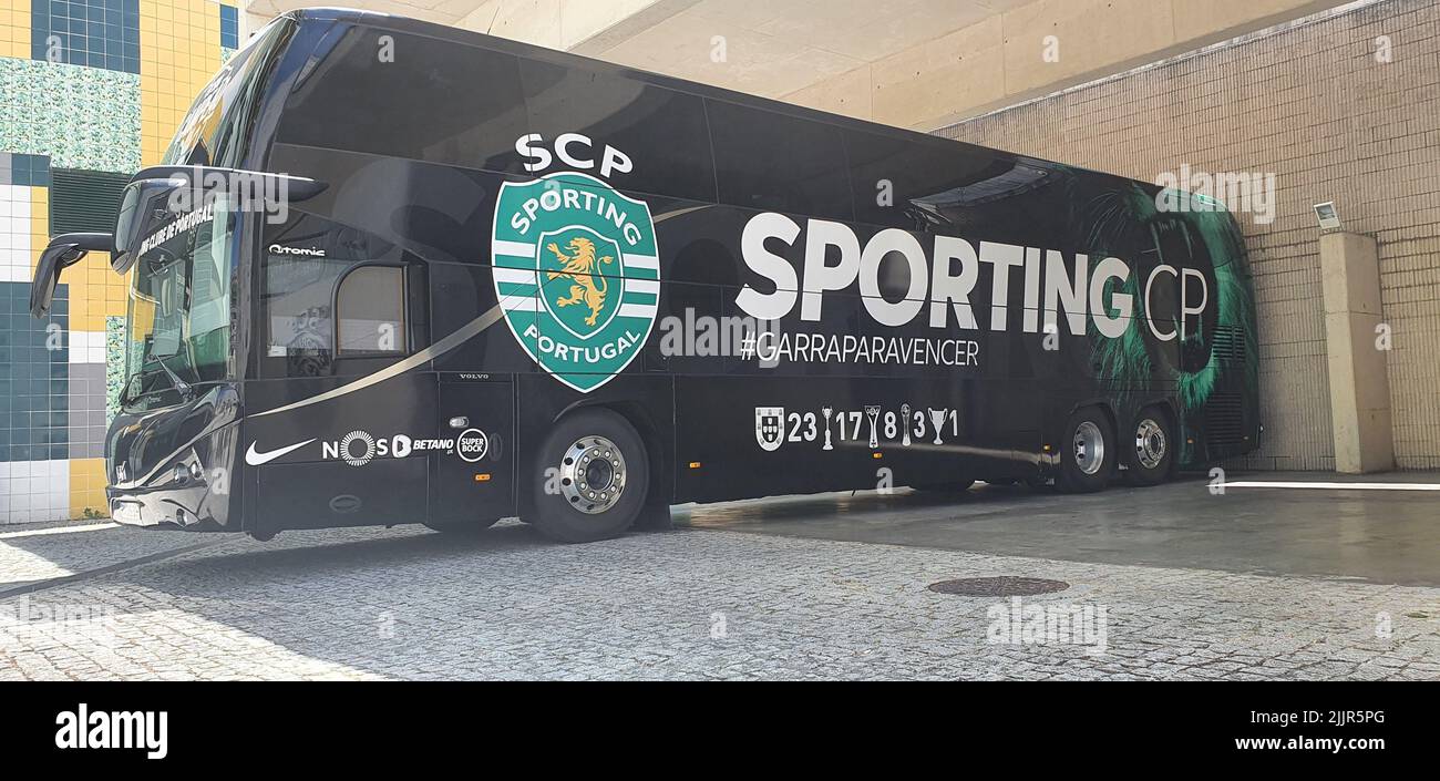Le nouveau bus de Sporting Club Portugal Banque D'Images