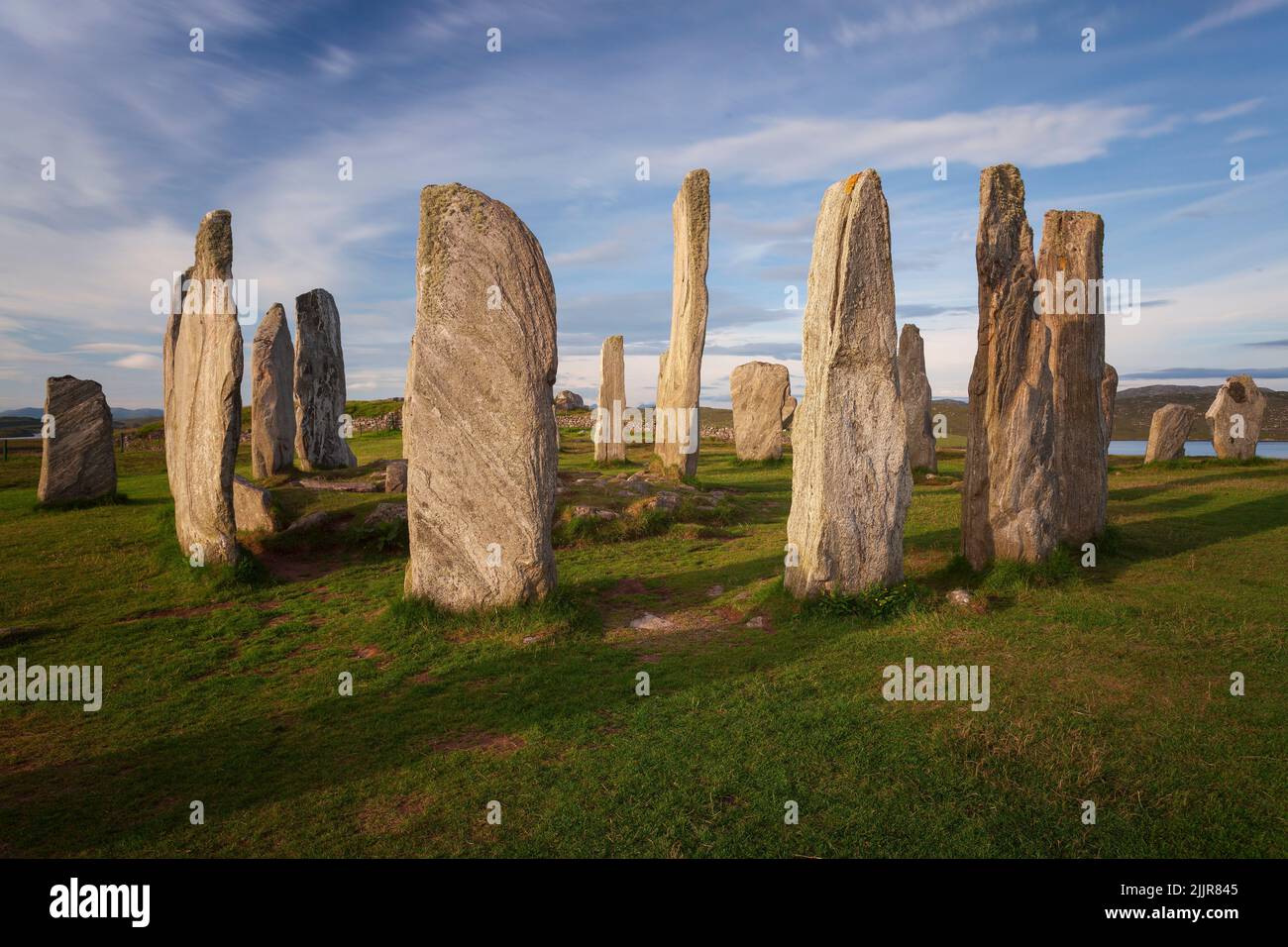 Vue verticale du cercle de pierres de Callanish à l'île de Lewis, en Écosse Banque D'Images Vue verticale du cercle de pierres de Callanish à l'île de Lewis, en Écosse Banque D'Images