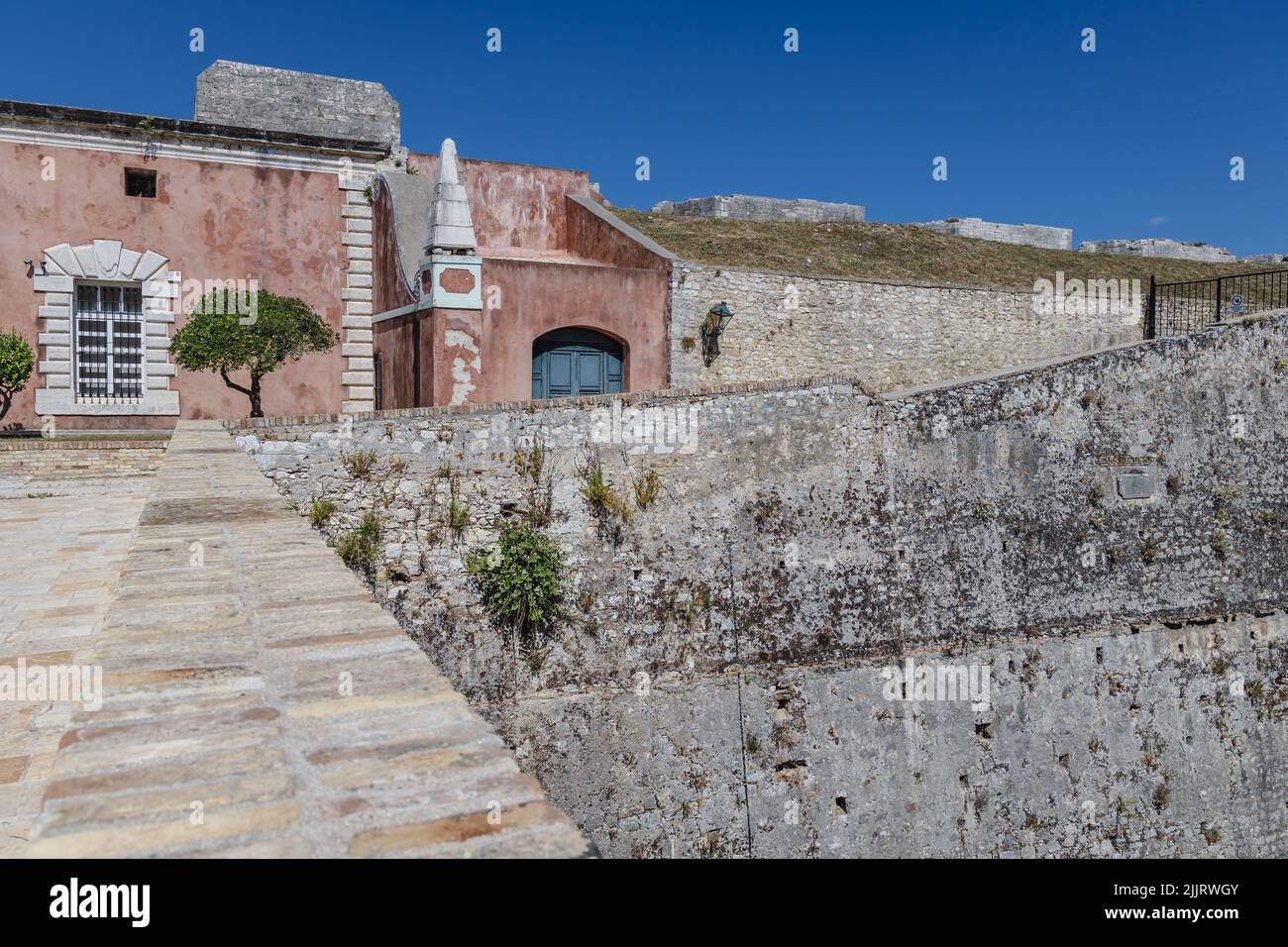 Intérieur de l'ancienne forteresse vénitienne dans la ville de Corfou sur une île grecque de Corfou Banque D'Images