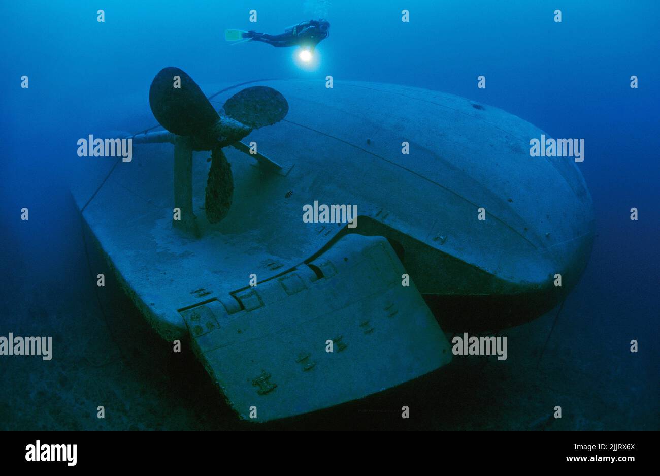 Plongée sous-marine à l'épave Charles L. Brown à St. Eustache, Antilles néerlandaises, Caraïbes Banque D'Images