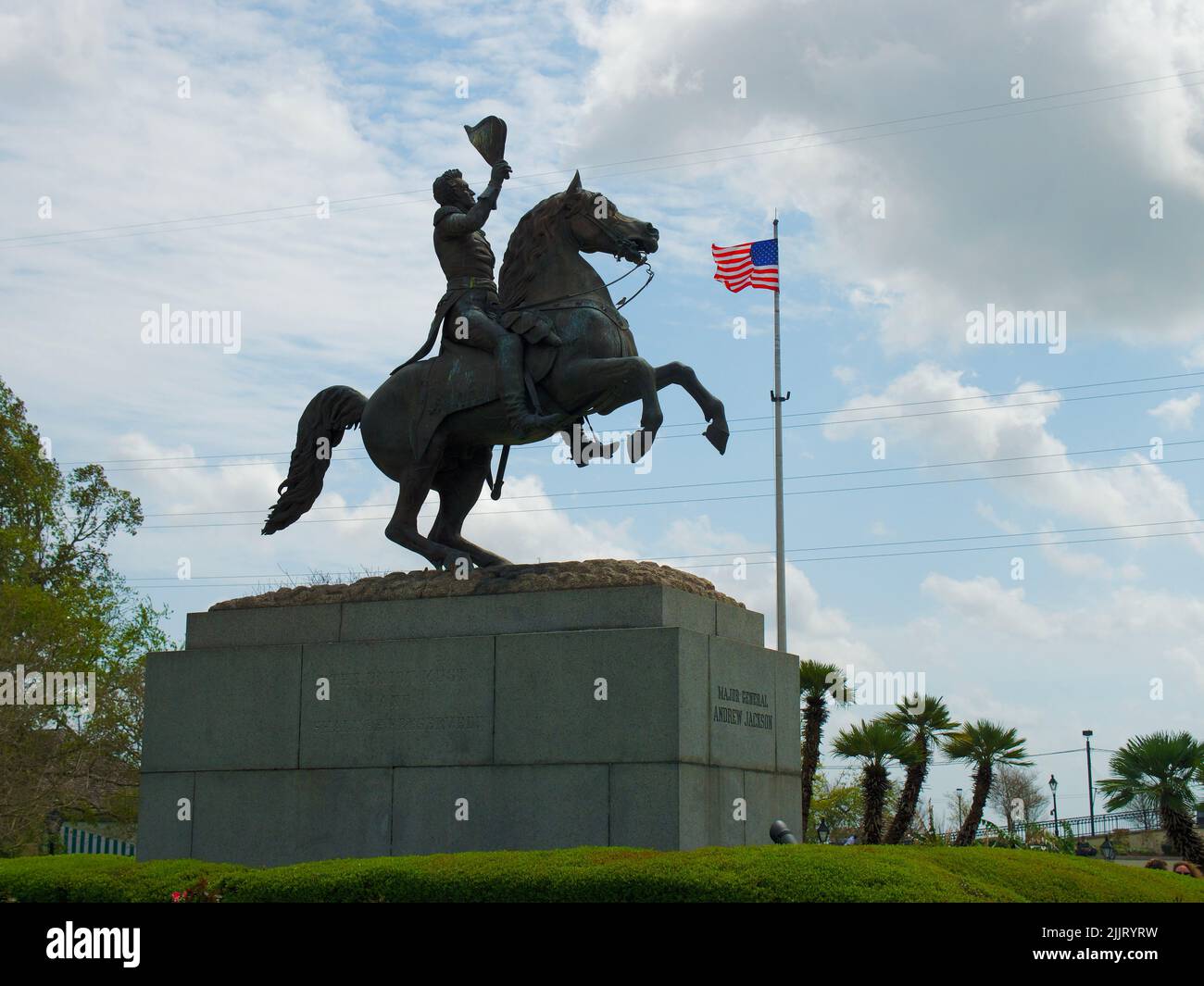 La statue d'Andrew Jackson sur Jackson Square à la Nouvelle-Orléans. Banque D'Images