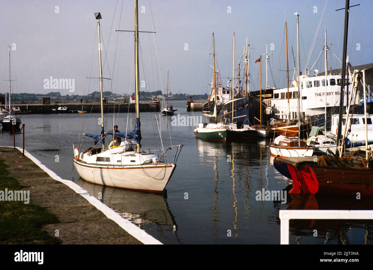 Yachts et bateaux à Glasson dock, Lancashire, Angleterre, Royaume-Uni 1977, Banque D'Images