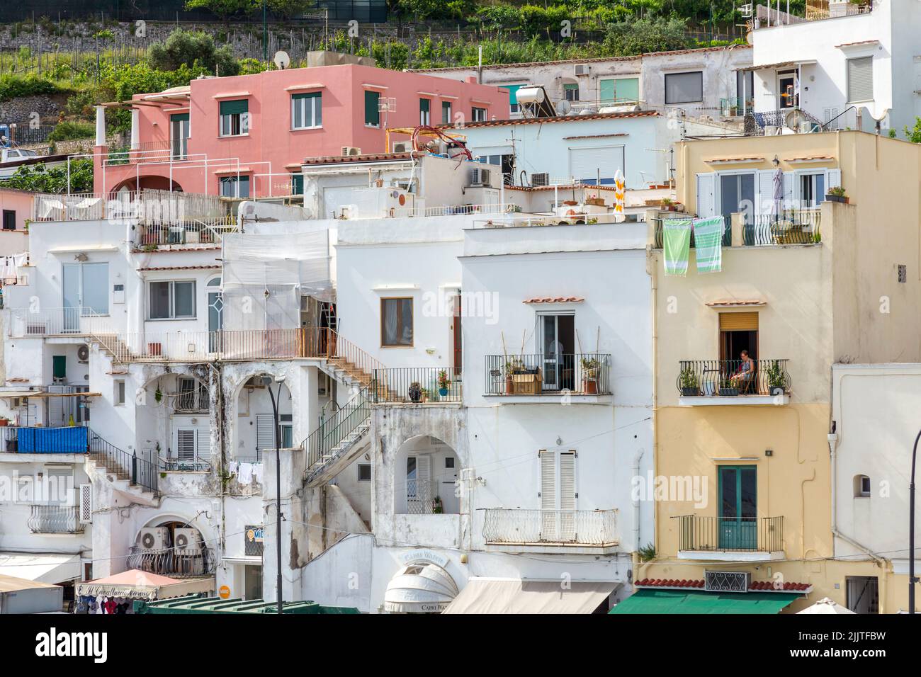 Maisons colorées, Marina Grande, île de Capri, Italie, Europe Banque D'Images