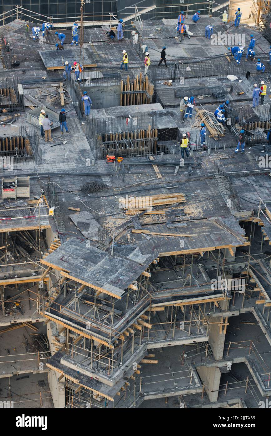 Vue aérienne du chantier de construction dans la baie des affaires, Dubaï Banque D'Images