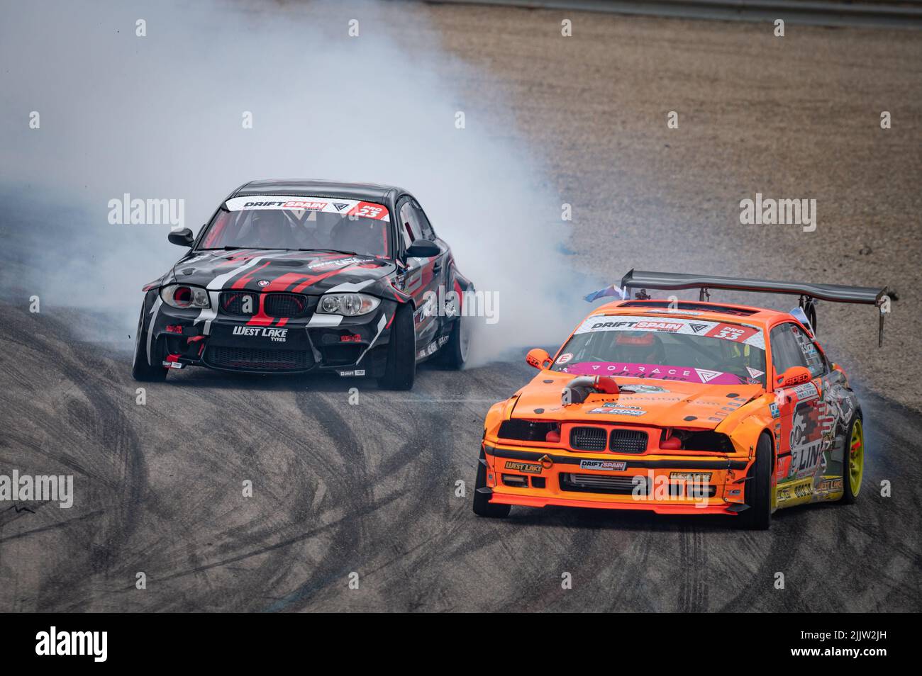 Affrontez la dérive BMW E36 sur le circuit de Navarre Banque D'Images