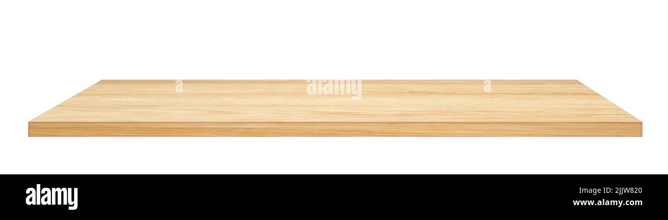 Table de table, planche, étagère en pin avec espace libre isolé sur blanc Banque D'Images