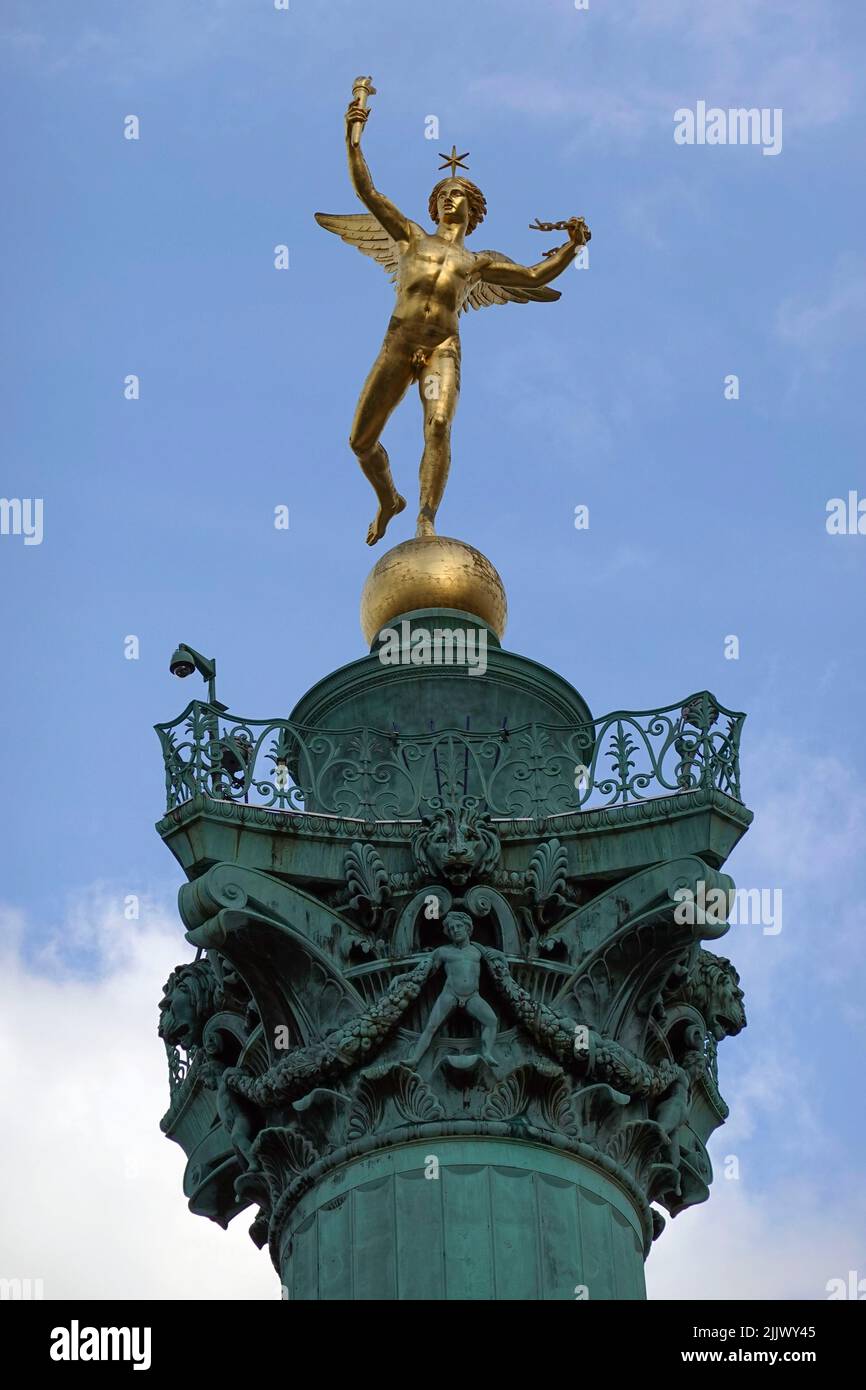 France, Paris, la place de la Bastille est une place à Paris où la prison de la Bastille se tenait jusqu'à l'assaut de la Bastille et de son périph Banque D'Images