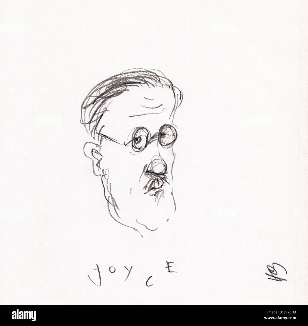 Pencilportrait de James Joyce Banque D'Images