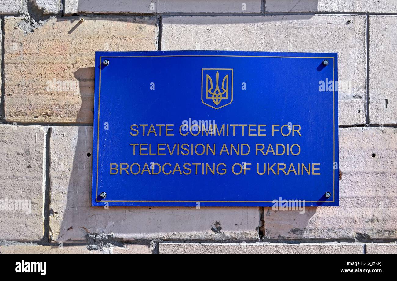 Comité d'Etat pour la radiodiffusion et la télévision de l'Ukraine à Kiev (Ukraine). Il a été créé en 2003. Banque D'Images