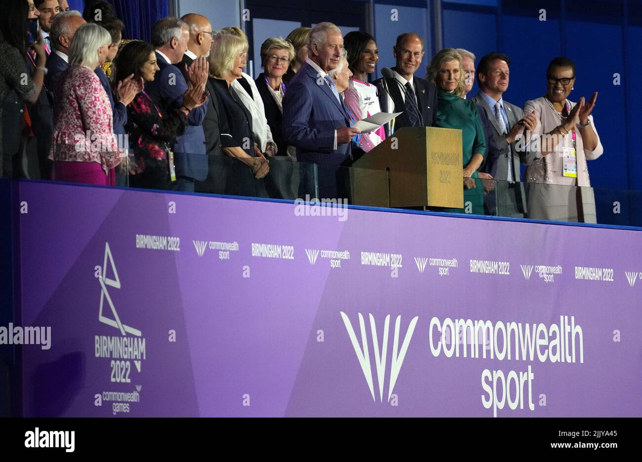 Le Prince de Galles prononce un discours lors de la cérémonie d'ouverture des Jeux du Commonwealth de Birmingham 2022 au stade Alexander, à Birmingham. Date de la photo: Jeudi 28 juillet 2022. Banque D'Images