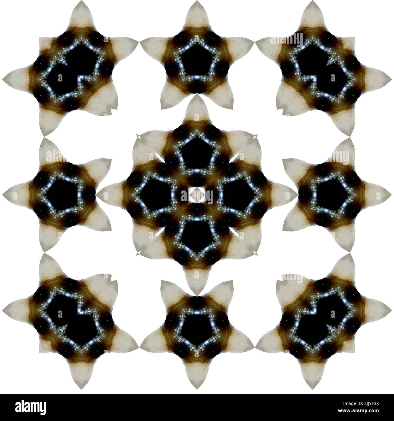 Un motif abstrait fait en prenant une photo d'une dent humaine et en appliquant la symétrie fractale. Banque D'Images